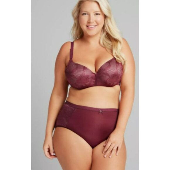 Lane Bryant Other - 230605 LANE BRYANT WINE LACE BACKSMOOTHER LIGHTLY LINED BALCONETTE BRA 44DDD
